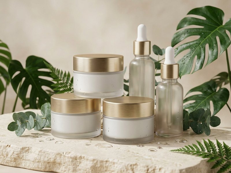 Skincare and facial care creams and hydrating serums